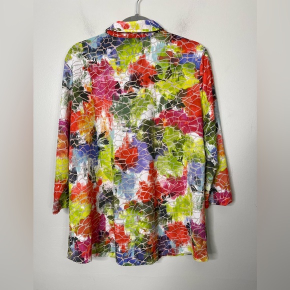 ALI MILES WOMENS SIZE L Art Wear Tie Dye Lagenlook 3/4 Sleeve Knit Duster - Picture 5 of 5